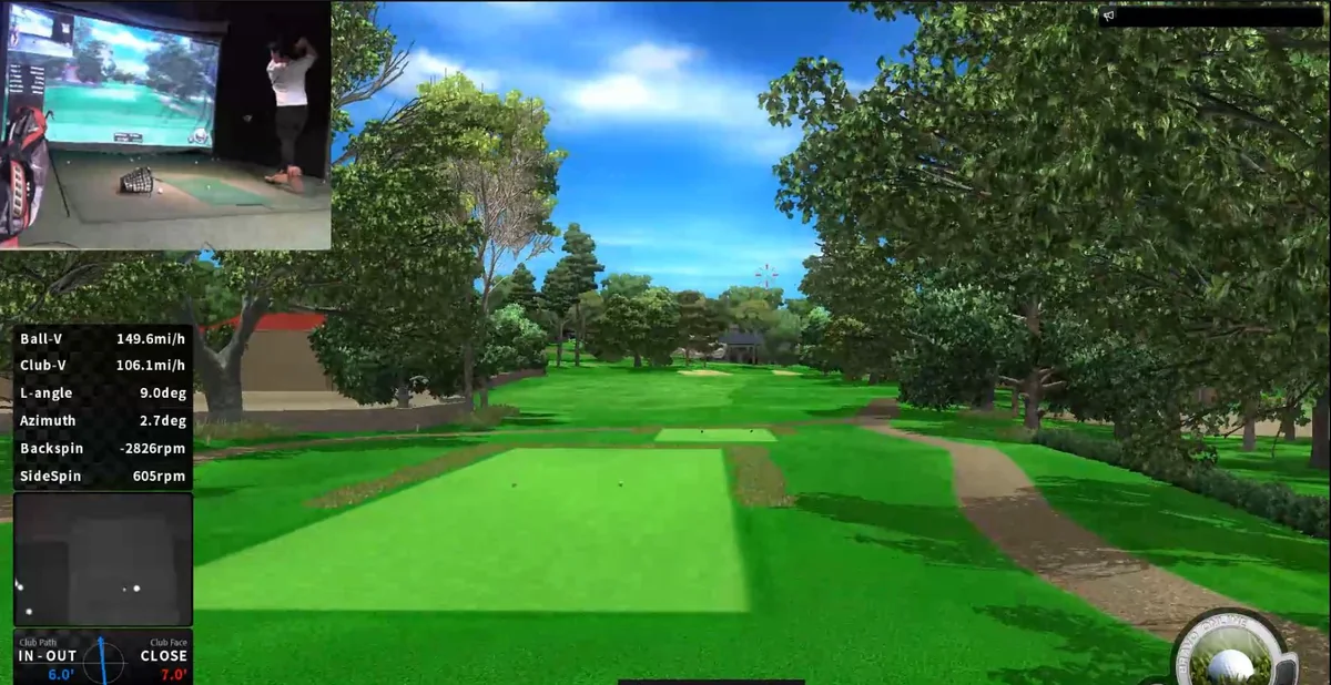 BRAVO play screen showing shot data and an example swing video